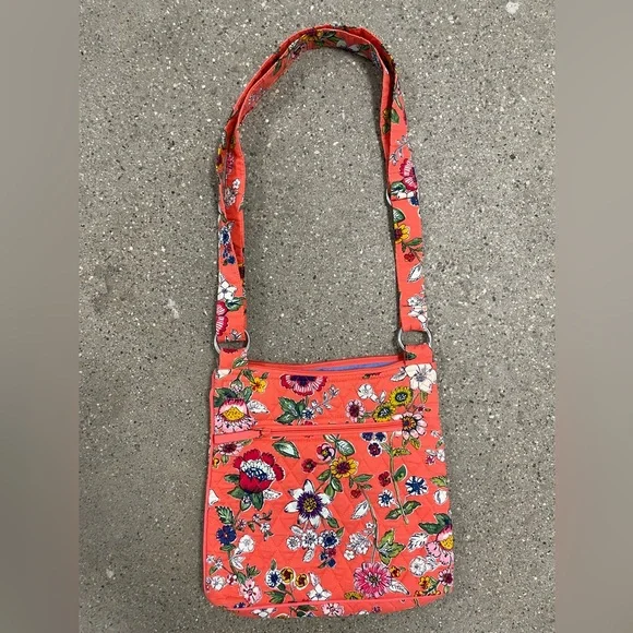 Vera Bradley Summer Crossbody Purse Peach Floral EUC Clean - Picture 4 of 11
